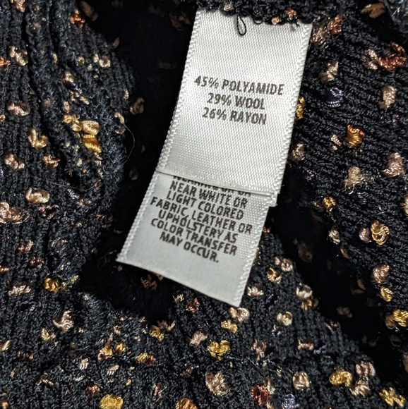 St. John Leather Trim Ribbon Wool Blend Knit Jacket Moto Gold Side Zip Size 2 - Picture 12 of 13